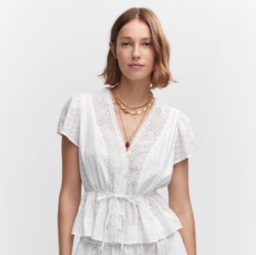 Embroidered openwork blouse - Picture 2 of 4